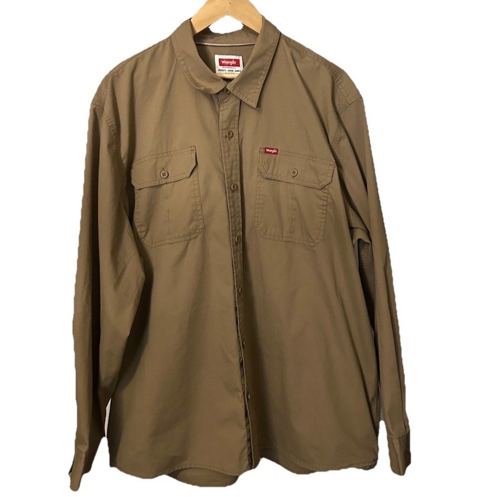 Wrangler Shirt Men's 2XL Brown Relaxed Fit Long Sleeve Pockets-528